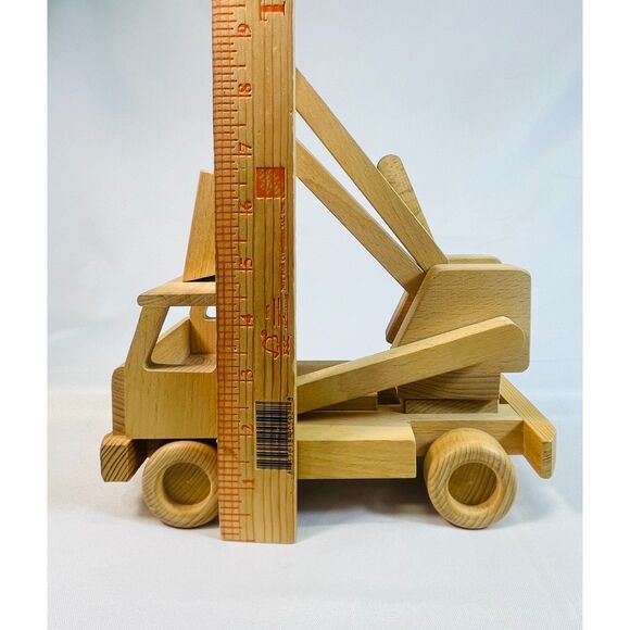 K&K Wooden Toys Crane Digger Handcrafted Wooden Construction Toy - Picture 6 of 8